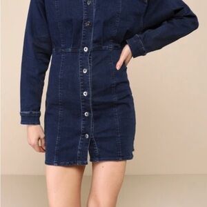 Free People denim mini dress.